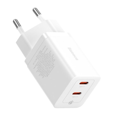 Мережевий зарядний пристрій Baseus GaN5 Pro Fast Charger C+C 40W EU White (CCGP180102)