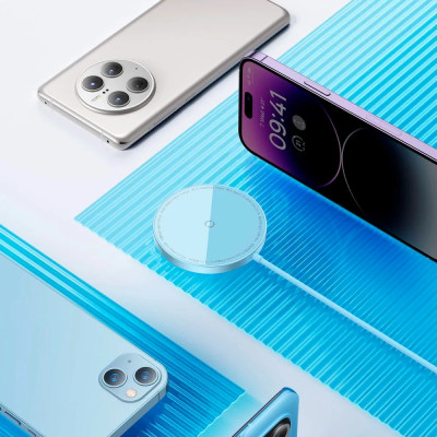 Бездротовий зарядний пристрій Baseus Simple Mini3 Magnetic Wireless Charger 15W Galaxy Blue (CCJJ040303)