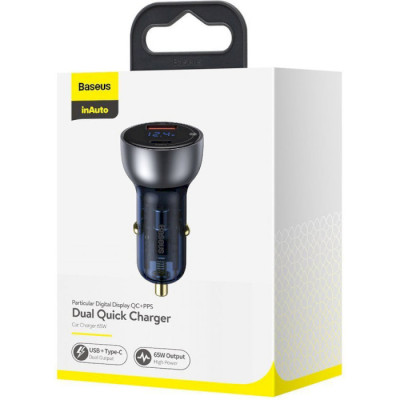 Автомобільний зарядний пристрій Baseus Particular Digital Display QC+PPS Dual Quick Charger Car Charger 65W Shallow tarnish (CCKX-C0A)