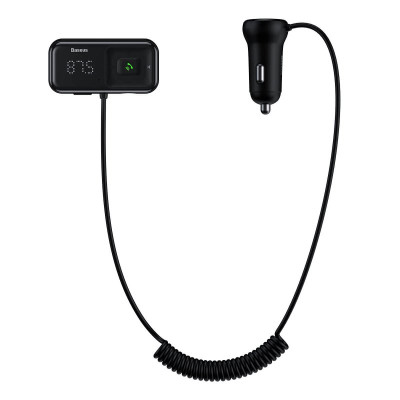 АЗП з FM-модулятором Baseus T typed S-16 wireless MP3 car charger（English) Black (CCTM-E01)