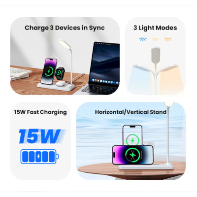 Бездротовий зарядний пристрій Usams US-CD195 15W 4in1 Wireless Charging Holder With Table Lamp (CD195WXC01) Бездротовий зарядний пристрій Usams US-CD195 15W 4in1 Wireless Charging Holder With Table Lamp (CD195WXC01)