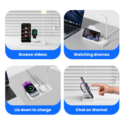 Бездротовий зарядний пристрій Usams US-CD195 15W 4in1 Wireless Charging Holder With Table Lamp (CD195WXC01) Бездротовий зарядний пристрій Usams US-CD195 15W 4in1 Wireless Charging Holder With Table Lamp (CD195WXC01)