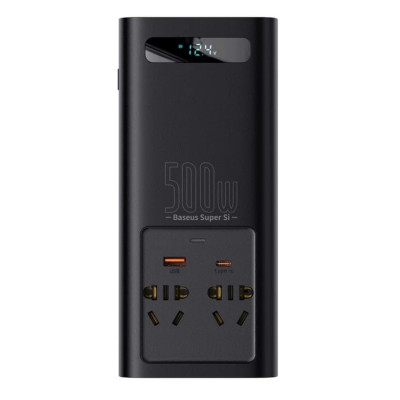 Автомобільний інвертор Baseus Super Si Power Inverter 500W (220V CN/EU ) Black (CGNB000101)