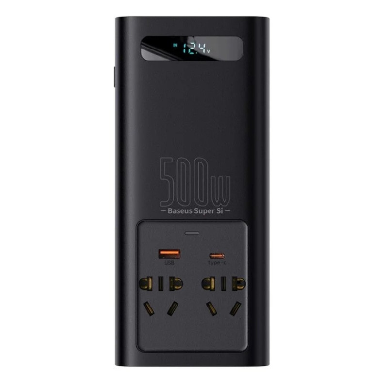 Автомобільний інвертор Baseus Super Si Power Inverter 500W (220V CN/EU ) Black (CGNB000101)