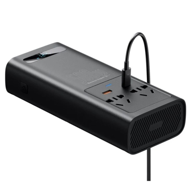 Автомобільний інвертор Baseus Super Si Power Inverter 500W (220V CN/EU ) Black (CGNB000101)