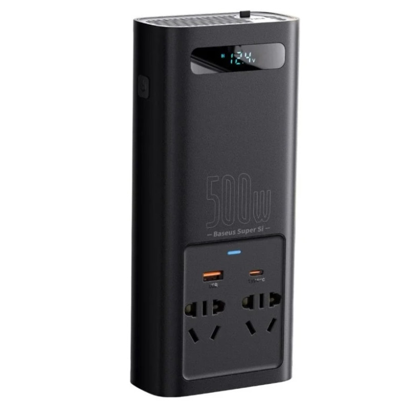 Автомобільний інвертор Baseus Super Si Power Inverter 500W (220V CN/EU ) Black (CGNB000101)