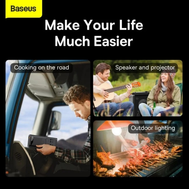 Автомобільний інвертор Baseus Super Si Power Inverter 500W (220V CN/EU ) Black (CGNB000101)