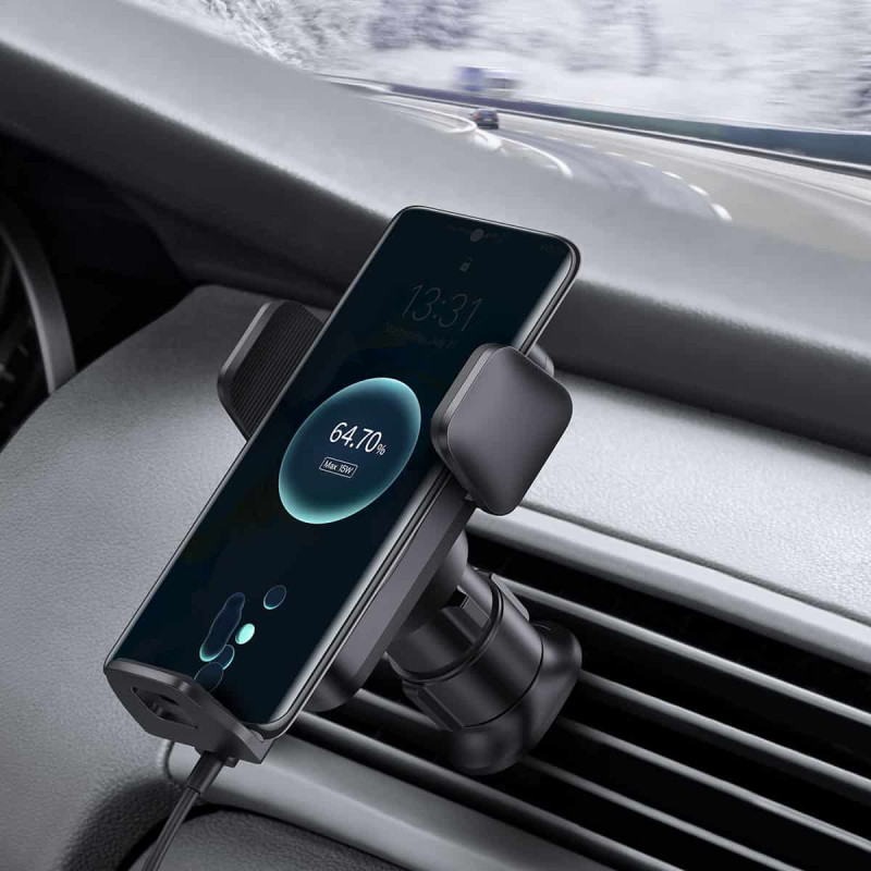 Автотримач для телефона з БЗП Baseus Wisdom Auto Alignment 15W Black (CGZX000001)