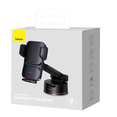 Автотримач для телефона з БЗП Baseus Wisdom Auto Alignment Car Mount Wireless Charger(QI 15W(Suction base)Black (CGZX000101) Автотримач для телефона з БЗП Baseus Wisdom Auto Alignment Car Mount Wireless Charger(QI 15W(Suction base)Black (CGZX000101)