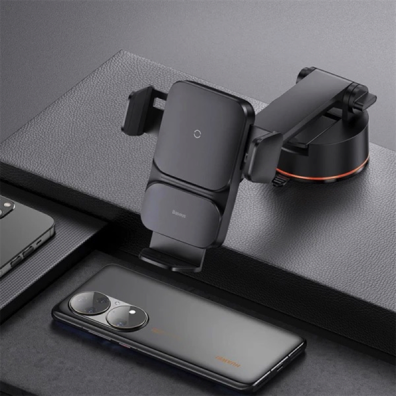 Автотримач для телефона з БЗП Baseus Wisdom Auto Alignment Car Mount Wireless Charger（QI 15W（Suction base)Black (CGZX000101)