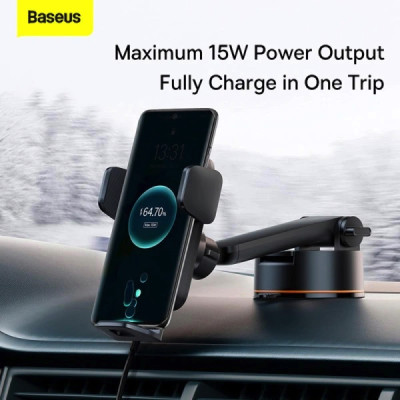 Автотримач для телефона з БЗП Baseus Wisdom Auto Alignment Car Mount Wireless Charger(QI 15W(Suction base)Black (CGZX000101) Автотримач для телефона з БЗП Baseus Wisdom Auto Alignment Car Mount Wireless Charger(QI 15W(Suction base)Black (CGZX000101)