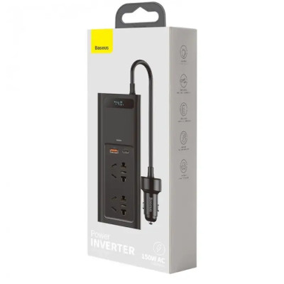 Автомобільний інвертор Baseus In-car Inverter 150W (220V CN/EU) Black (CRNBQ-A01)