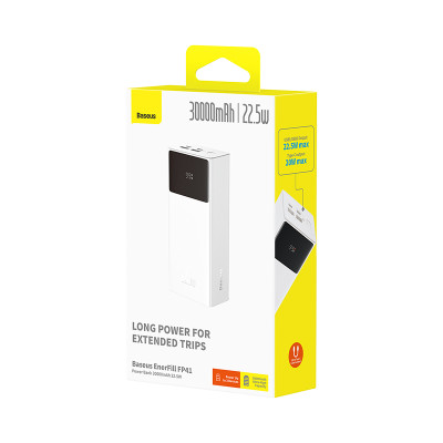 Зовнішній акумулятор Baseus EnerFill FP41 Power Bank 30000mAh 22.5W Moon White (E0027K01) Зовнішній акумулятор Baseus EnerFill FP41 Power Bank 30000mAh 22.5W Moon White (E0027K01)