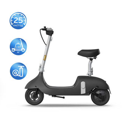 Електросамокат з сидінням OKAI Ceetle PRO EA10C Black 10', 350(900)W, 25Km/h, 10.4Ah, 55Km, 20%, NFC, App, 29kg (EA10C-B)