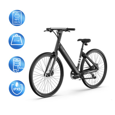 Електровелосипед OKAI EB60 Black 28', 250(500)W, 9,6Ah, 61.2km, 25km\h, NFC, App, 23kg (EB60-B) Електровелосипед OKAI EB60 Black 28', 250(500)W, 9,6Ah, 61.2km, 25km\h, NFC, App, 23kg (EB60-B)