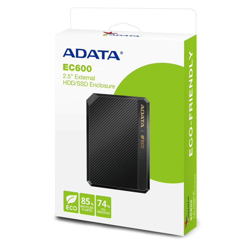 Зовнішня кишеня для накопичувача A-DATA EC600 для 2.5'' HDD/SSD USB3.2 Gen2 Black (EC600-BCBK)