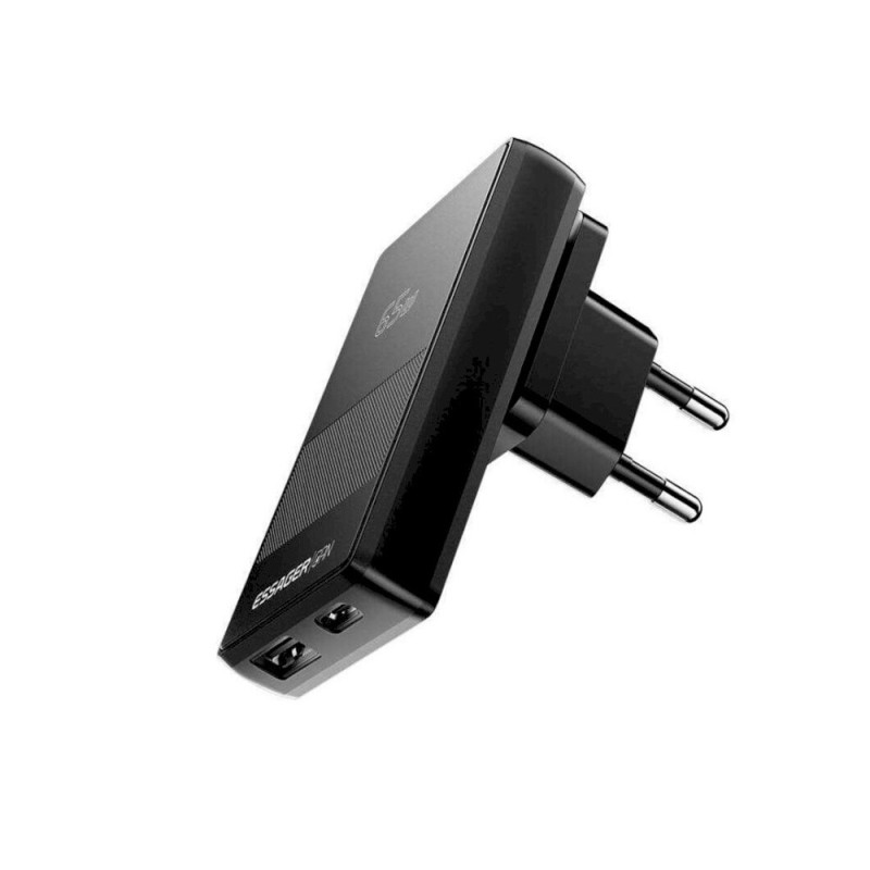 Мережевий зарядний пристрій ESSAGER Ultra Thin Gan 65W 1C1A BLACK (ECT65W-QCB01-Z)