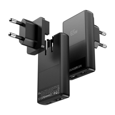 Мережевий зарядний пристрій ESSAGER Ultra Thin Gan 65W 1C1A BLACK (ECT65W-QCB01-Z) Мережевий зарядний пристрій ESSAGER Ultra Thin Gan 65W 1C1A BLACK (ECT65W-QCB01-Z)