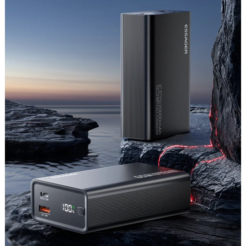 Зовнішній акумулятор ESSAGER EDY65-LD01-Z 20000 mAh 65W black (EDY65-LD01-Z)