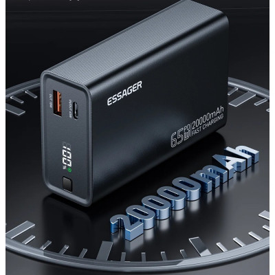Зовнішній акумулятор ESSAGER EDY65-LD01-Z 20000 mAh 65W black (EDY65-LD01-Z) Зовнішній акумулятор ESSAGER EDY65-LD01-Z 20000 mAh 65W black (EDY65-LD01-Z)