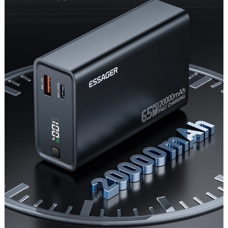 Зовнішній акумулятор ESSAGER EDY65-LD01-Z 20000 mAh 65W black (EDY65-LD01-Z)