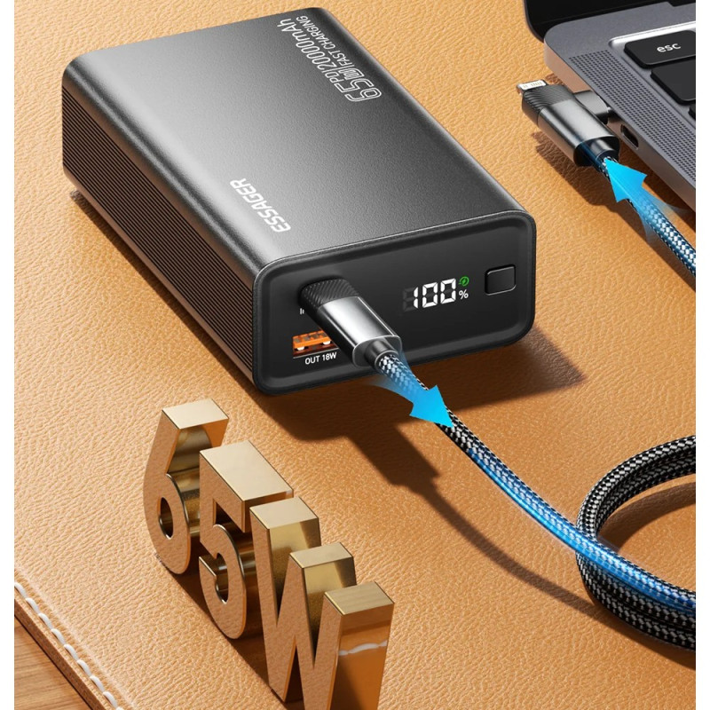 Зовнішній акумулятор ESSAGER EDY65-LD01-Z 20000 mAh 65W black (EDY65-LD01-Z)