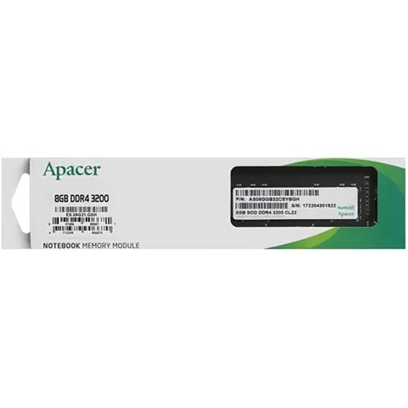 Оперативна пам'ять DDR4 Apacer 8GB 3200MHz CL22 1024x8 DIMM (EL.08G21.GSH)