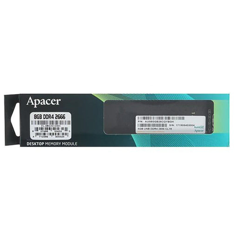 Оперативна пам'ять DDR4 Apacer 8GB 2666MHz CL19 1024x8 DIMM (EL.08G2V.GNH)