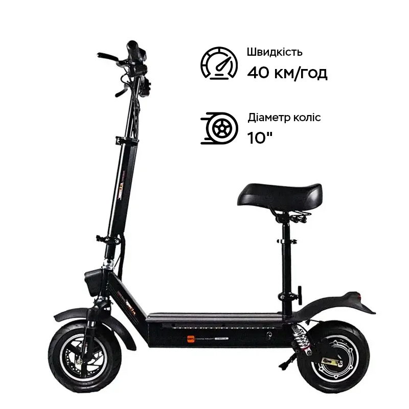 Електросамокат Freego ES-10C 10" 500W, 10,4Ah, 40km, 40km/h, Black (ES-10C)