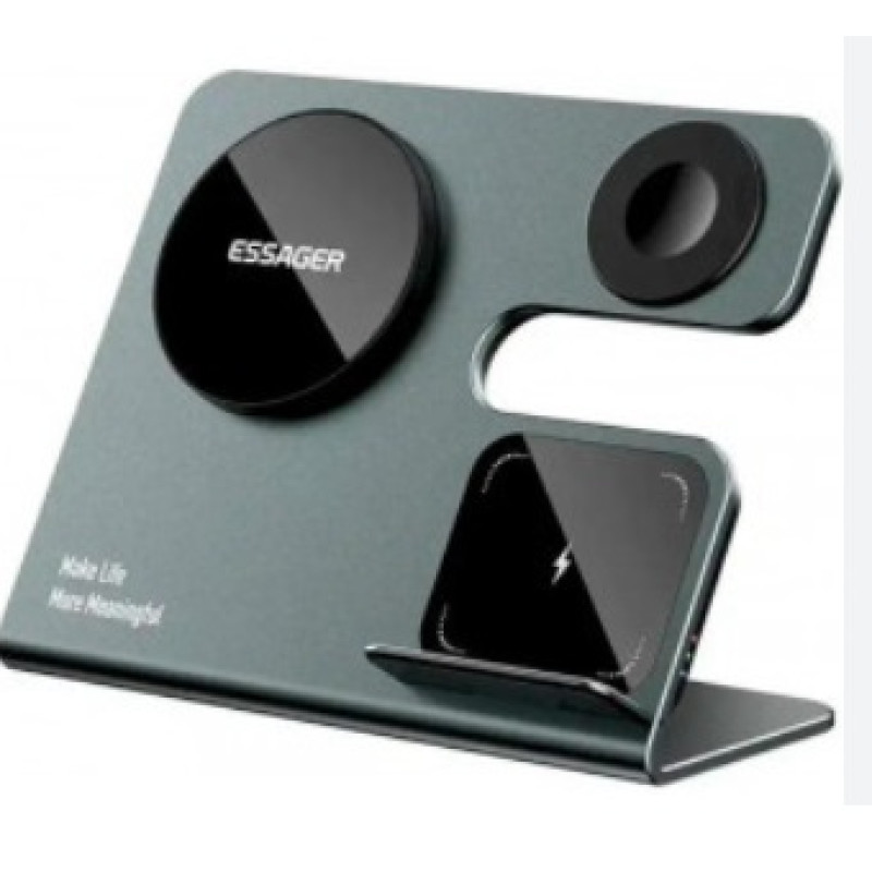 Бездротовий мультизарядний пристрій Essager  Ruicheng desktop magnetic suction 15W (3 in 1)  black (EWXZM-RC0G-Z)