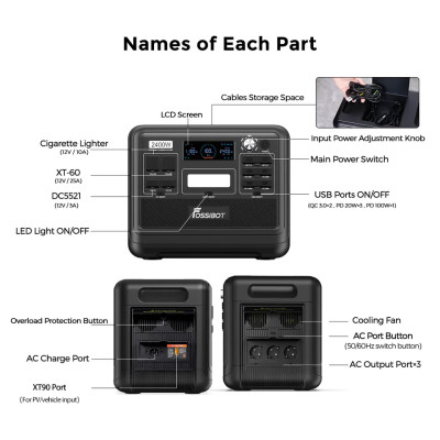 Портативна зарядна станція Fossibot F2400 Black (F2400) Портативна зарядна станція Fossibot F2400 Black (F2400)