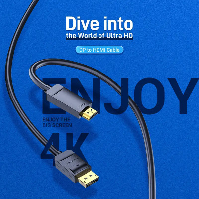 Кабель Vention 4K DisplayPort to HDMI Cable 5M Black (HAGBJ) (HAGBJ) Кабель Vention 4K DisplayPort to HDMI Cable 5M Black (HAGBJ) (HAGBJ)