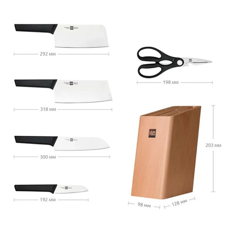 Набір ножів з 6 предметів Xiaomi HuoHou Hot Youth Set Of 6 Stainless Steel (HU0057)