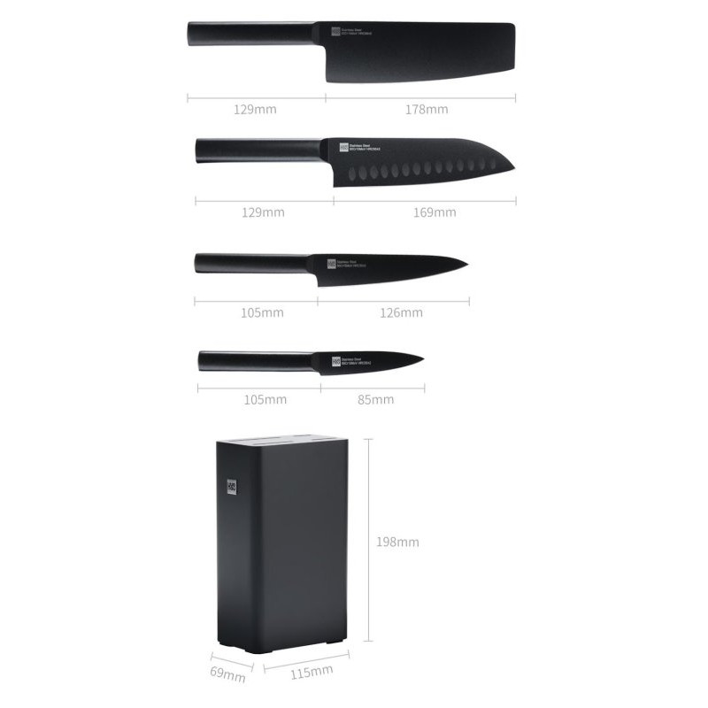 Набір ножів з 5 предметів Xiaomi HuoHou Set of Knives with Stand 5 in 1 (HU0076)