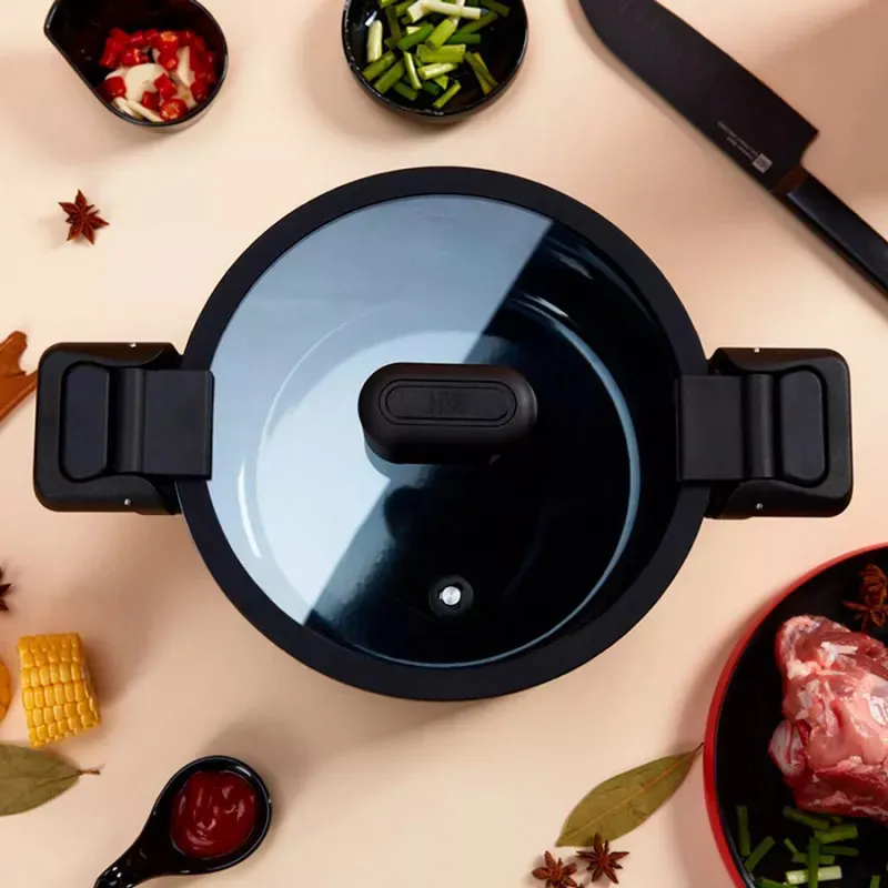 Кастрюля-cкороварка Xiaomi HuoHou Stainless Steel Enamel Micro Pressure Cooker (Black) (HU0159)