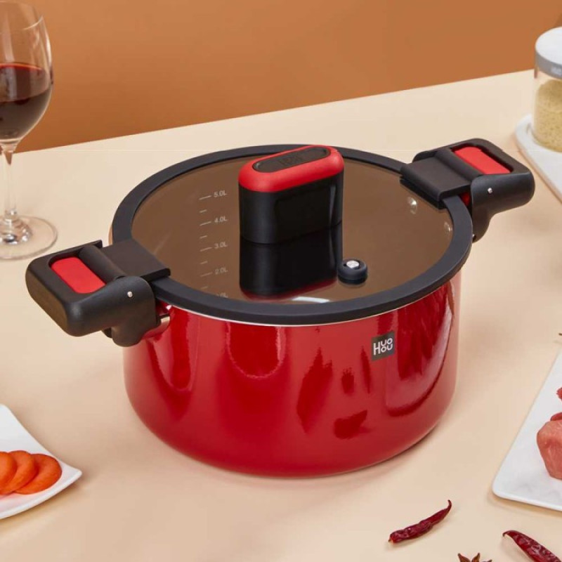 Кастрюля-cкороварка Xiaomi HuoHou Stainless Steel Enamel Micro Pressure Cooker (Red) (HU0160)
