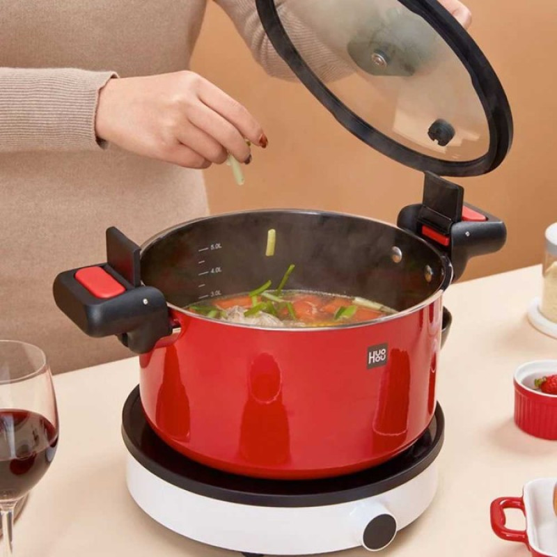 Кастрюля-cкороварка Xiaomi HuoHou Stainless Steel Enamel Micro Pressure Cooker (Red) (HU0160)