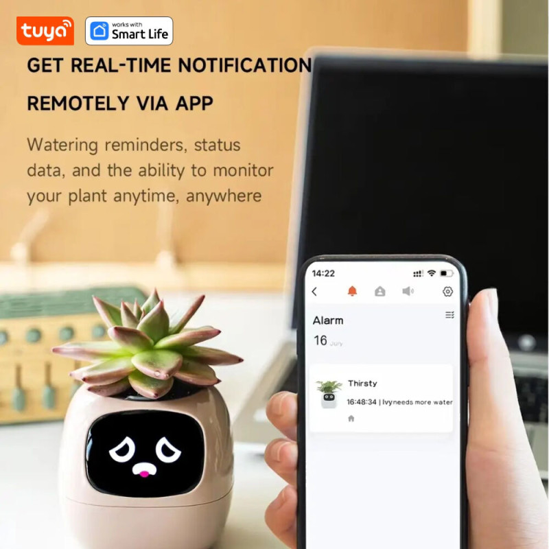 Інтерактивний розумний горщик для рослин Ivy Smart Planter Tuya AI, Yellow (ISPTAY)