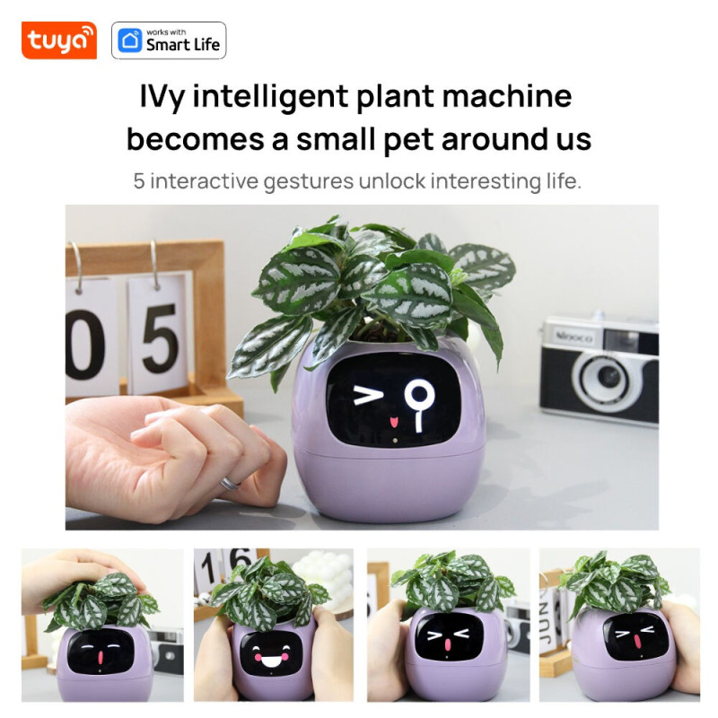 Інтерактивний розумний горщик для рослин Ivy Smart Planter Tuya AI, Yellow (ISPTAY)