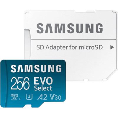 Карта пам'яті microSDXC (UHS-І U3) Samsung EVO Select 256Gb class 10 A2 V30 (R130MB/s, W30MB/s) (adapter SD) (MB-ME256KA/EU)