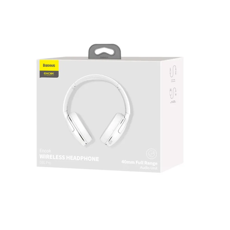 Бездротові накладні навушники Baseus Encok Wireless headphone D02 Pro White (NGTD010302)