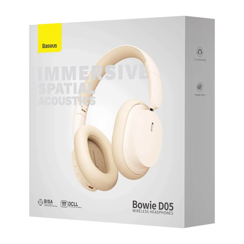 Бездротові накладні навушники Baseus Bowie D05 Wireless Headphones Creamy-white (NGTD020202)
