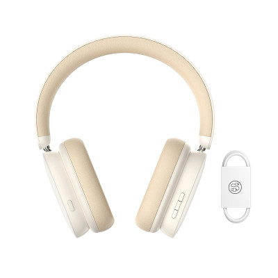 Бездротові накладні навушники Baseus Bowie H1 Noise-Cancellation Wireless Headphones Creamy-White (NGTW230202)