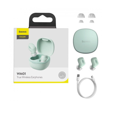 Бездротові навушники Baseus Encok True Wireless Earphones WM01 Green (NGTW240006) Бездротові навушники Baseus Encok True Wireless Earphones WM01 Green (NGTW240006)
