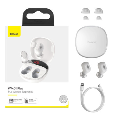 Бездротові навушники Baseus Encok True Wireless Earphones WM01 Plus White (NGWM010002)