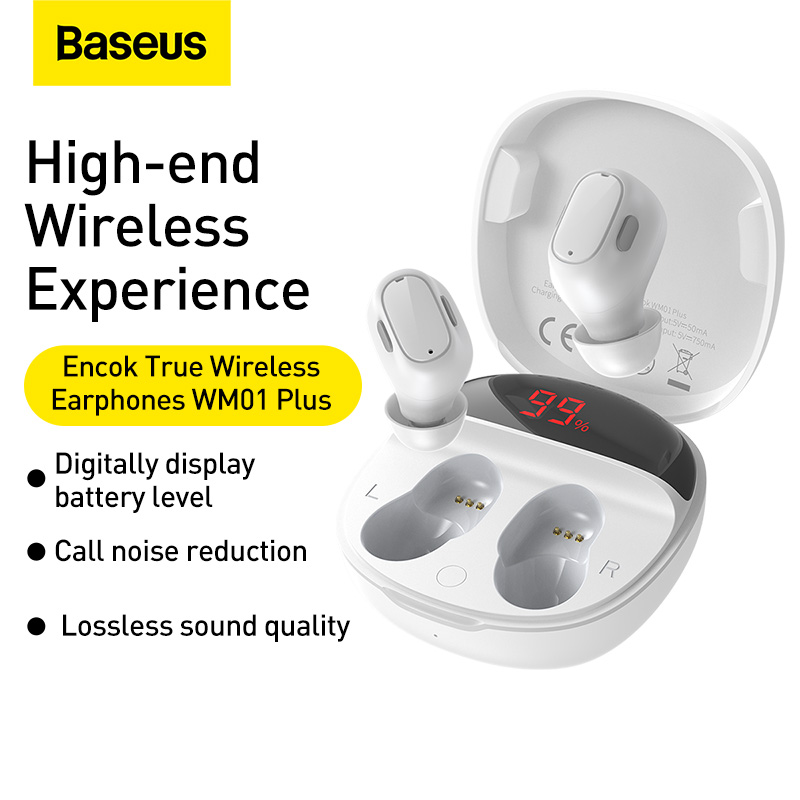Бездротові навушники Baseus Encok True Wireless Earphones WM01 Plus White (NGWM010002)