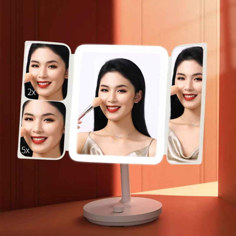 Дзеркало для макіяжу Xiaomi JordanLED table folding cosmetic mirror Pink (NV536)