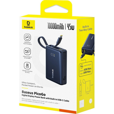 Зовнішній акумулятор Baseus PicoGo Digital Display Power Bank 10000mAh 45W Cosmic Black (P10076803123-00) Зовнішній акумулятор Baseus PicoGo Digital Display Power Bank 10000mAh 45W Cosmic Black (P10076803123-00)