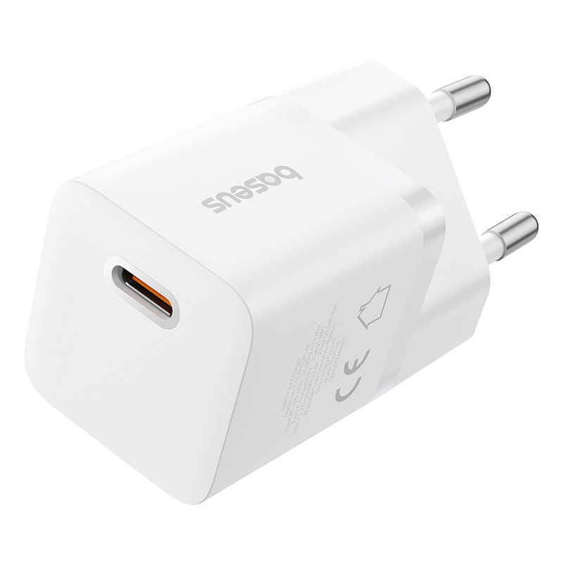 Мережевий зарядний пристрій з кабелем Baseus GaN5 Fast Charger (mini) 1C 25W EU Moon White (with: Fast Charging Data Cable Type-C) (P10110909213-01)