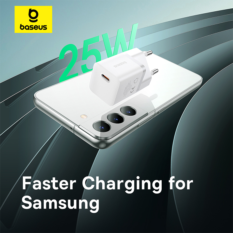 Мережевий зарядний пристрій з кабелем Baseus GaN5 Fast Charger (mini) 1C 25W EU Moon White (with: Fast Charging Data Cable Type-C) (P10110909213-01)